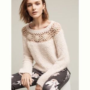 Anthropologie Cream Textured Sweater